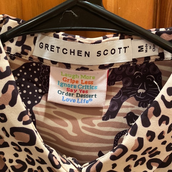 Gretchen Scott Designs Leopard Print 3/4 Sleeve Blouse - Picture 3 of 8